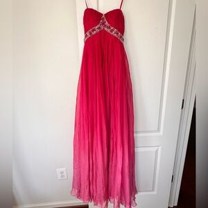 Elegant Red Strapless Gown with Embellishments